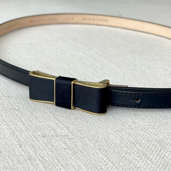 BROOKS BROTHERS - Black Leather Belt with Bow Buckle - Size Small - Picture 2 of 9